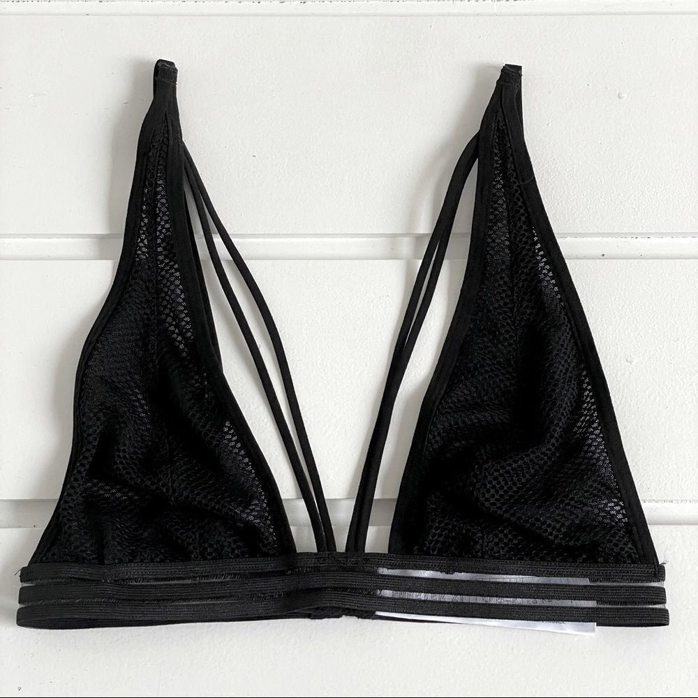 Forever 21 Black Mesh Triangle Bralette NWOT Small